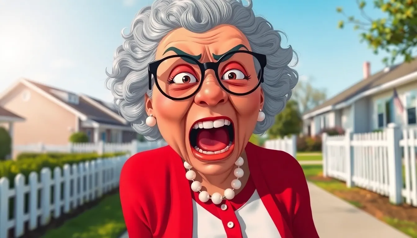 "A hyper-realistic illustration of an angry old wo...