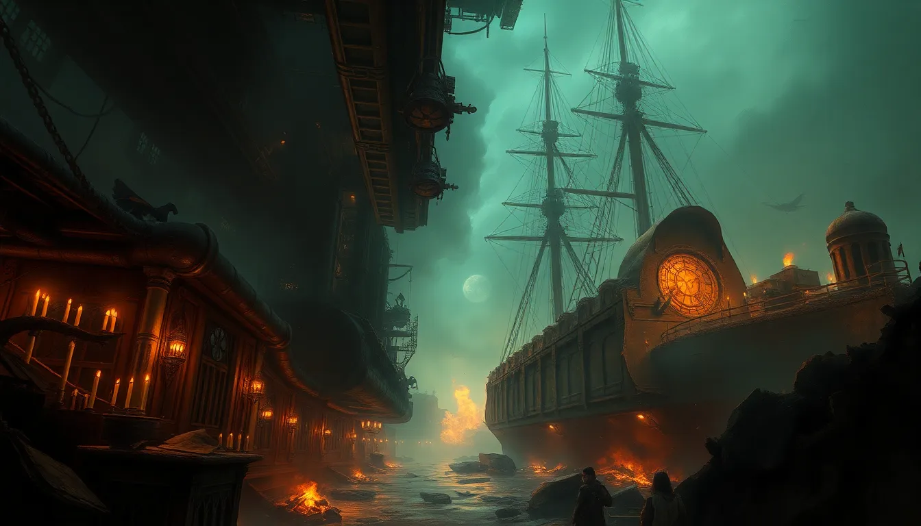 An atmospheric shot digital painting in grimdark m...