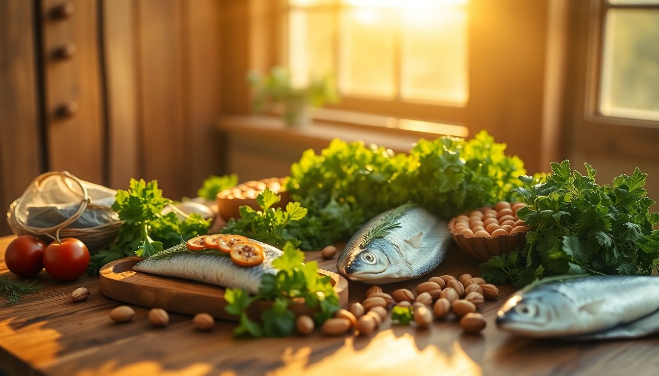 A cinematic shot of a wooden table with fresh natu... A cinematic shot of a wooden table with fresh natu...