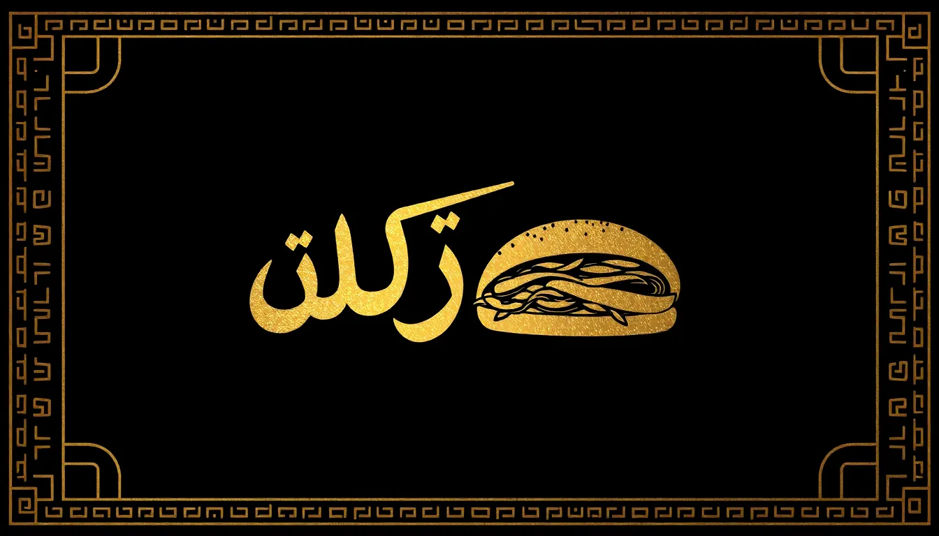 	A luxury fusion logo for "أولاد رسلان", combining rich Arabic calligraphy in gold foil with an illu...