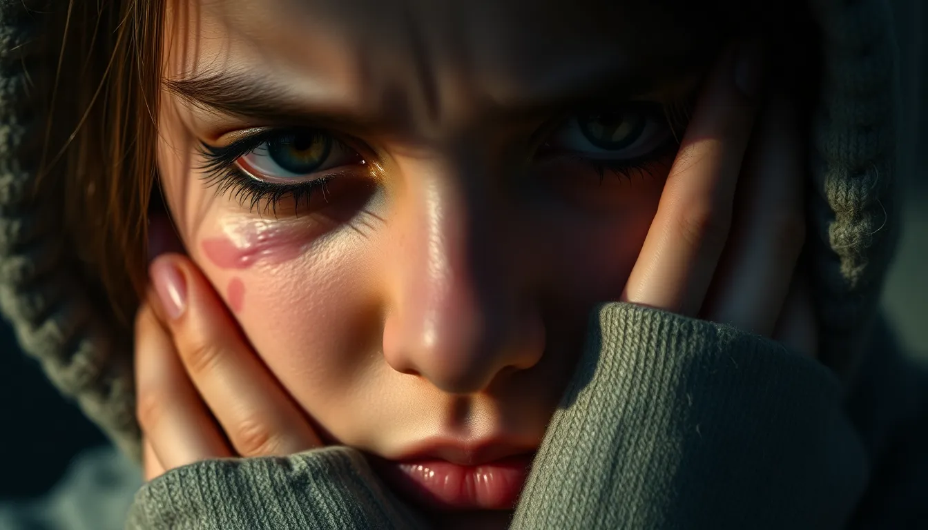 Close-up of a heartbroken girl’s face, mascara smu... Close-up of a heartbroken girl’s face, mascara smu...