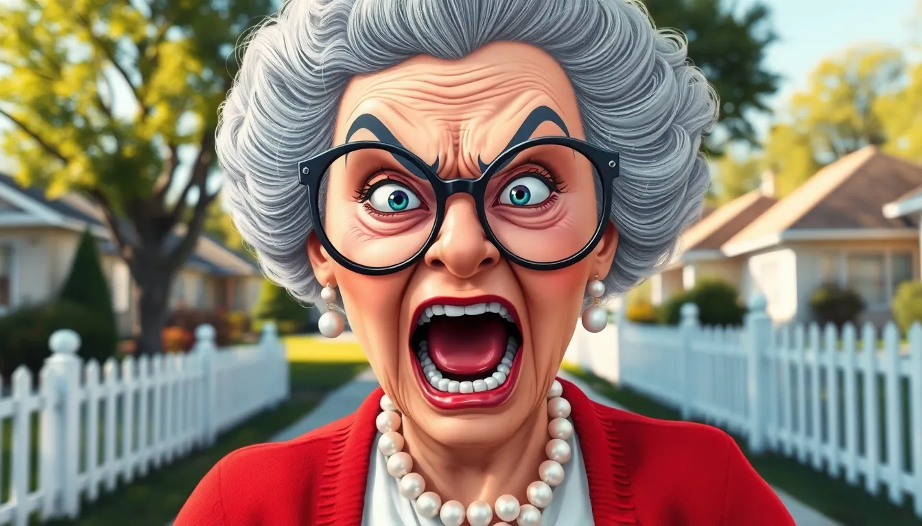 "A hyper-realistic illustration of an angry old wo...