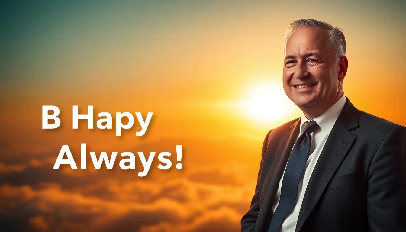 A powerful motivational YouTube thumbnail featuring the text “Be Happy Always!” in bold white font w...