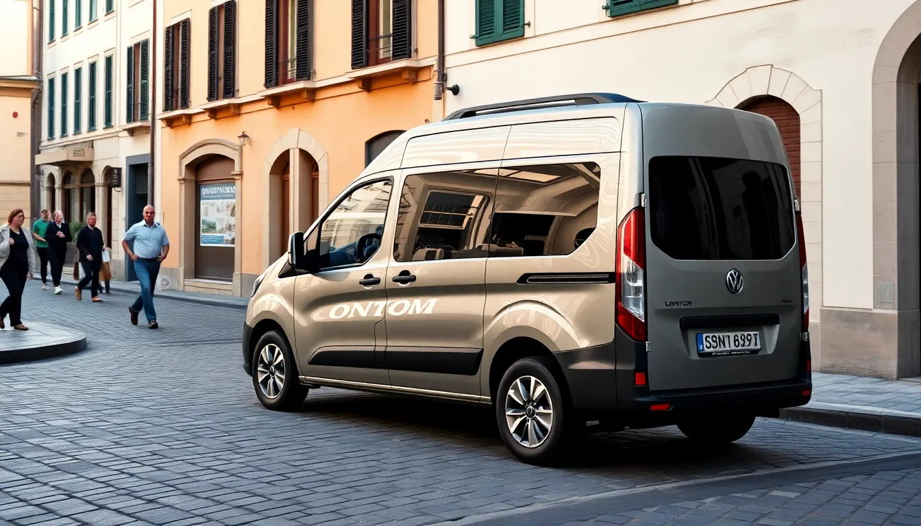 A sleek Hobby OnTour Van navigating a narrow European old-town street, cobblestone road, soft daylig... A sleek Hobby OnTour Van navigating a narrow European old-town street, cobblestone road, soft daylig...