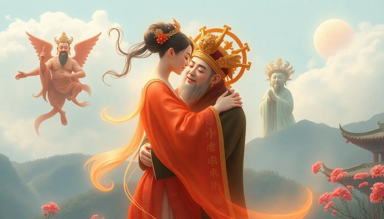 The soul of a Chinese woman hugs the man to say go...