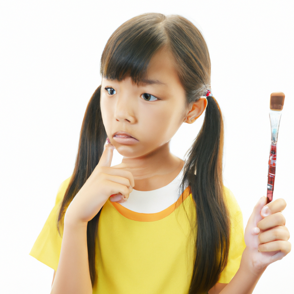 a girl holding a brush 