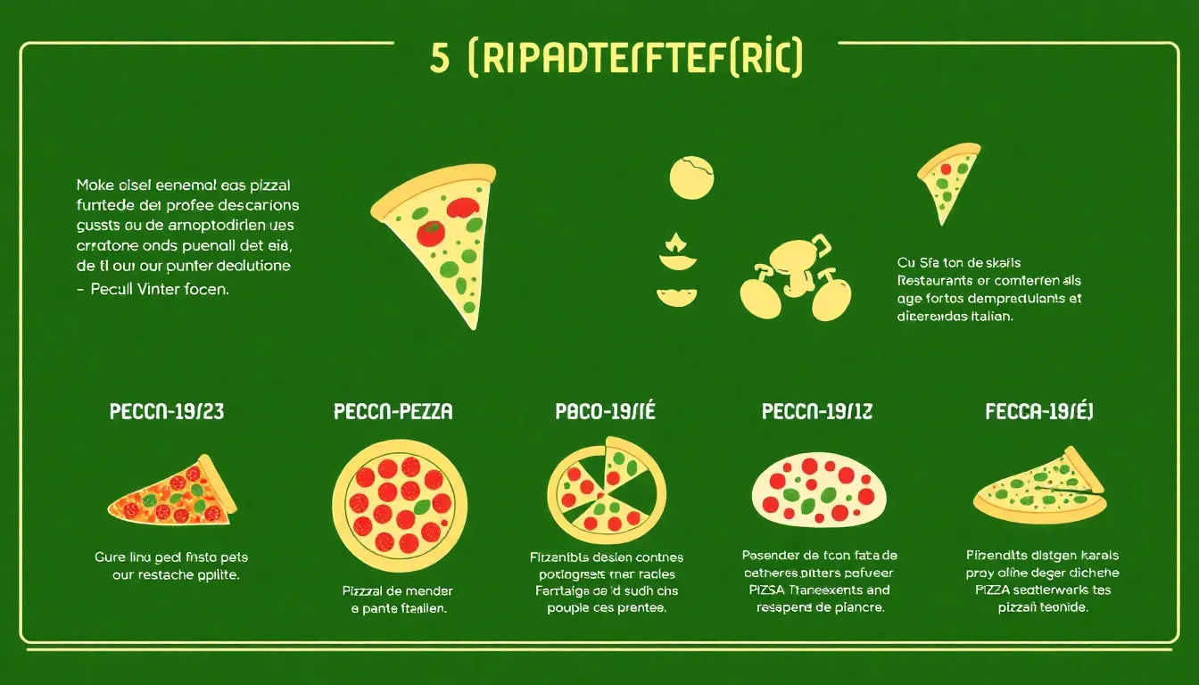 Infographie de restaurant italien pour 5 pizza différente 

