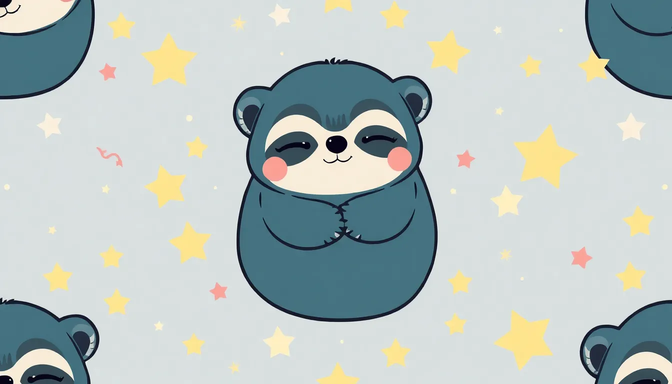 small sloth kawaii repeat pattern, illustration,"s...