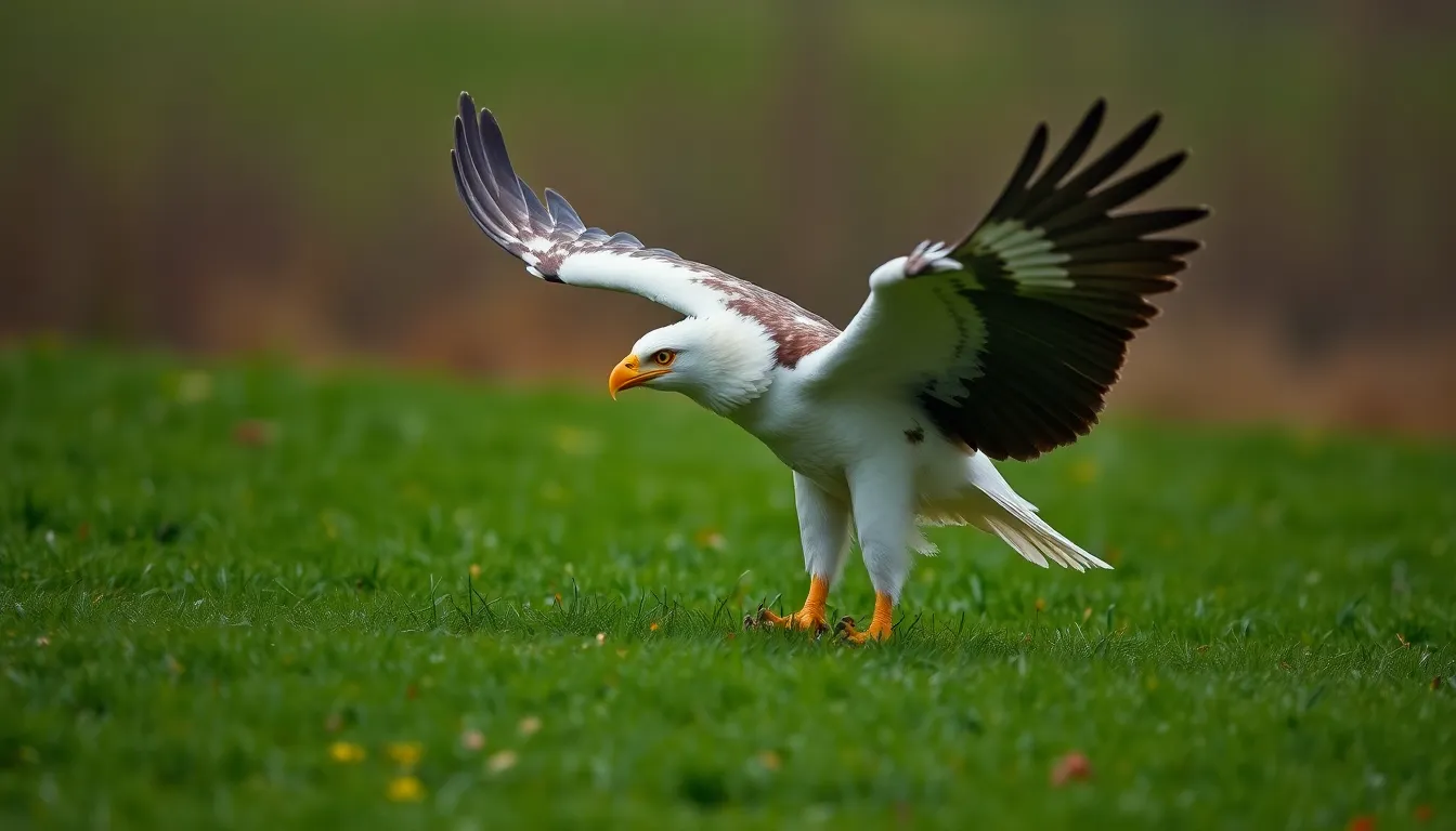 White fold cat hunting eagle on the grass
