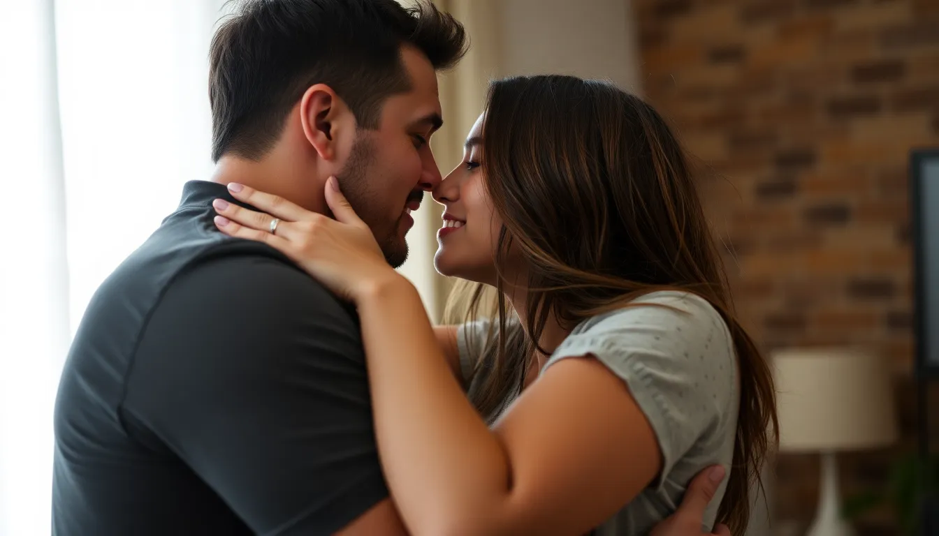 Thick wresler man hug and kiss woman Thick wresler man hug and kiss woman