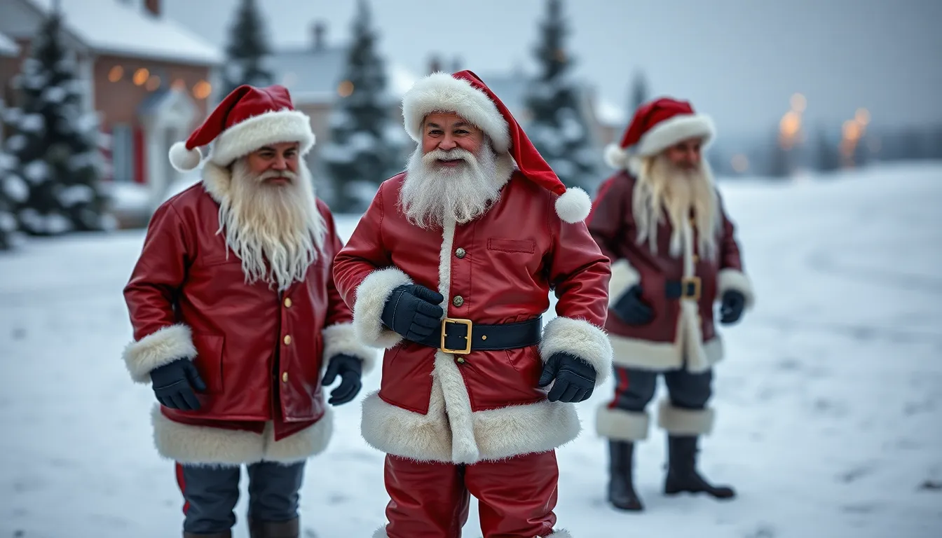 Generate leather Santa costumes 