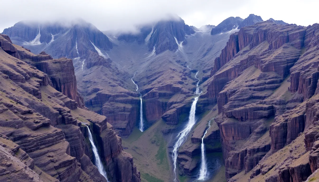 A dramatic rocky mountain range with steep cliffs ... A dramatic rocky mountain range with steep cliffs ...
