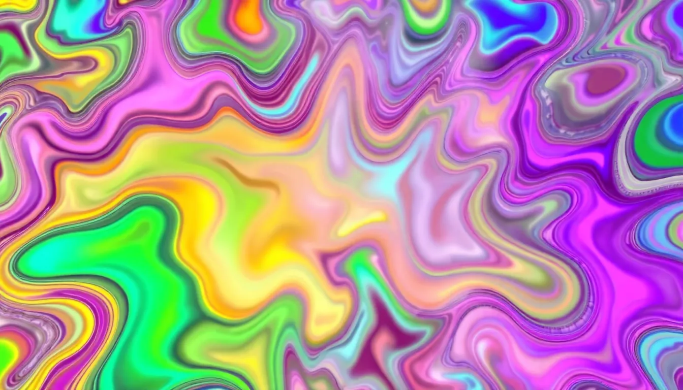 A kaleidoscopic array of fluid shapes and colors, ...