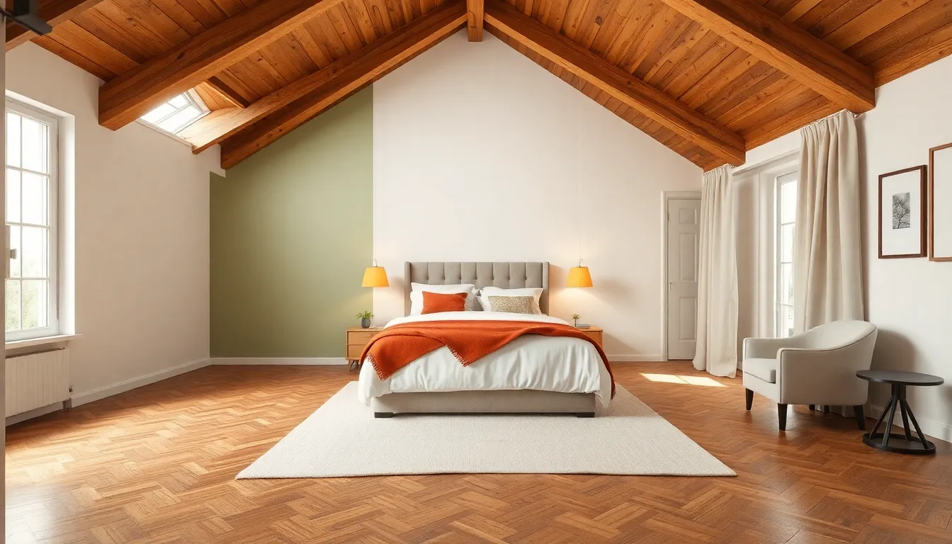 photorealistic renovation of an attic bedroom with... photorealistic renovation of an attic bedroom with...