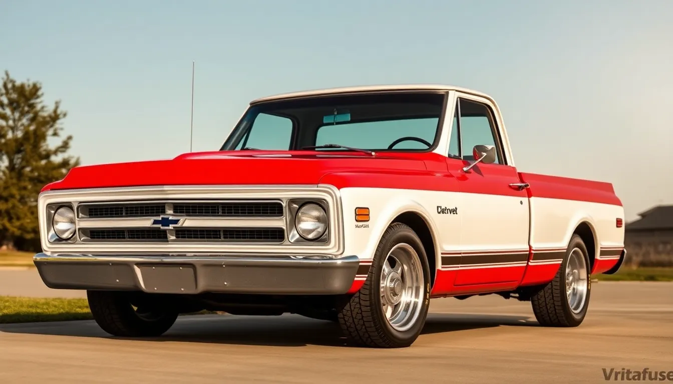 1968 c10 chevy truck with a duck tail spoiler and marlboro f1 car design from front top side view. p...