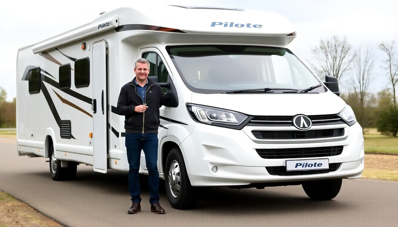 Reviewer & Pilote Branding Prompt: "A charismatic reviewer (consistent with character note) standing...