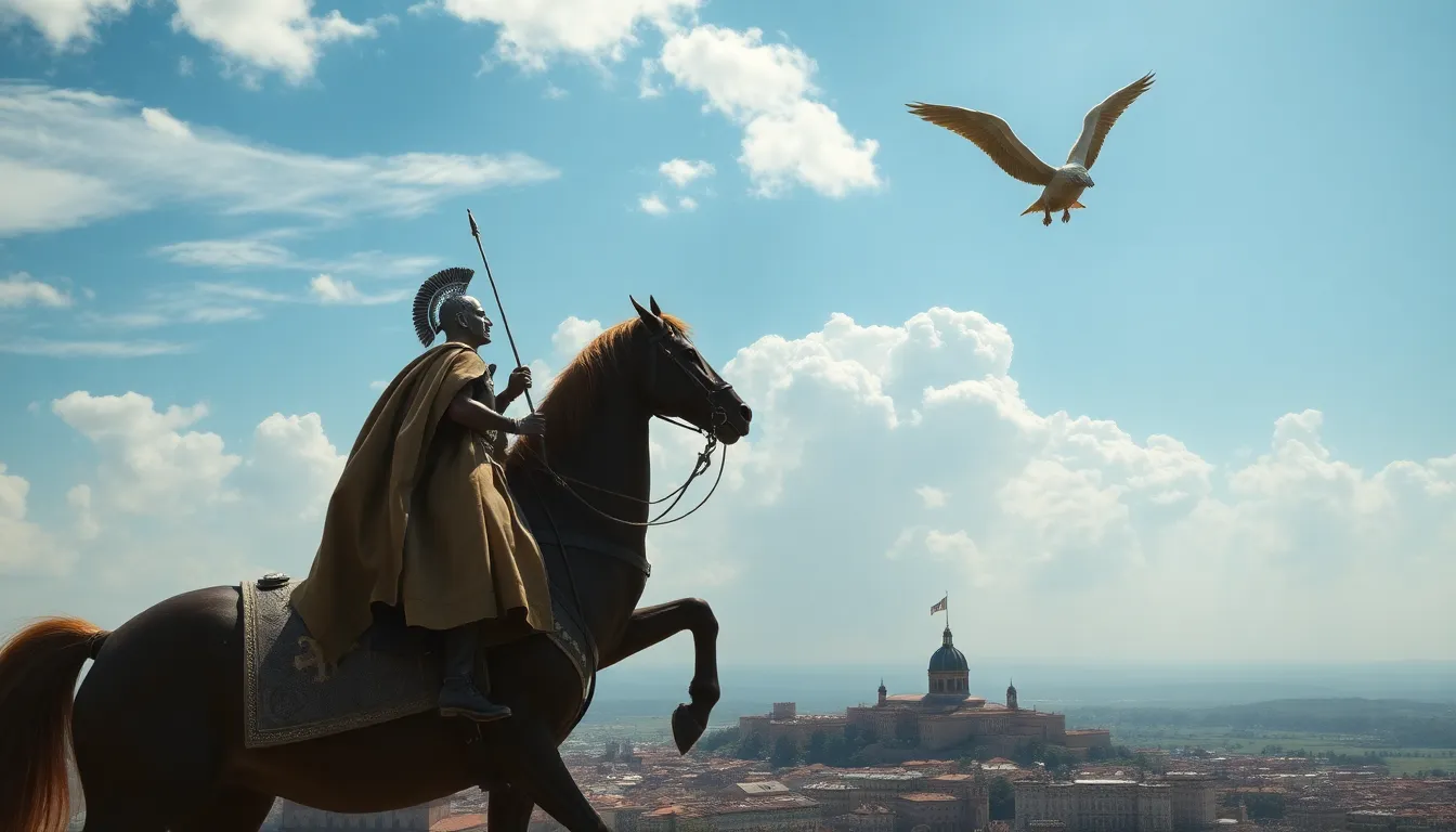 image, haut du ciel bleuté et ans nuage,  plusieurs des têtes de divinités, dieux et déesses floutés...