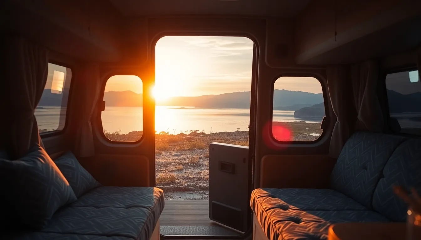 Interior view from inside a small luxury campervan... Interior view from inside a small luxury campervan...