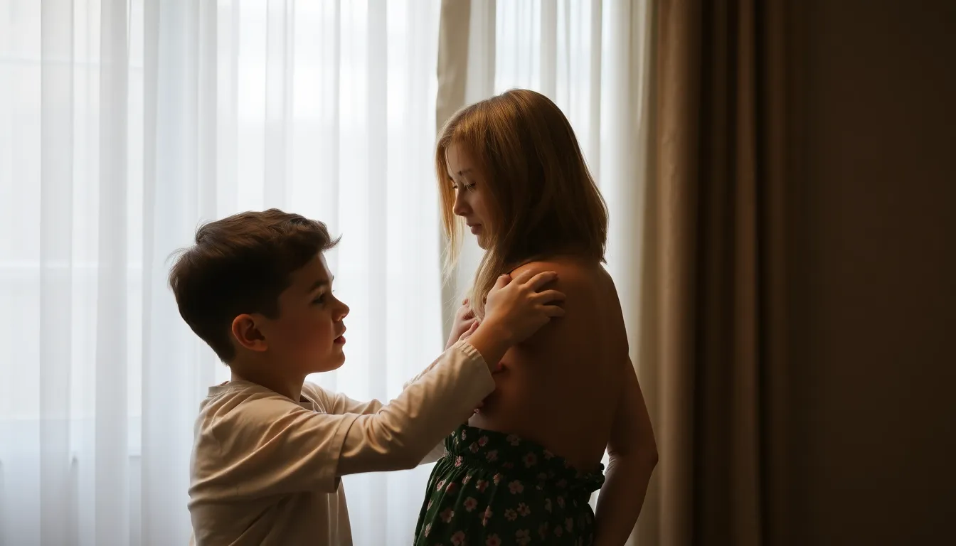 A boy trying to get undress her sister  A boy trying to get undress her sister