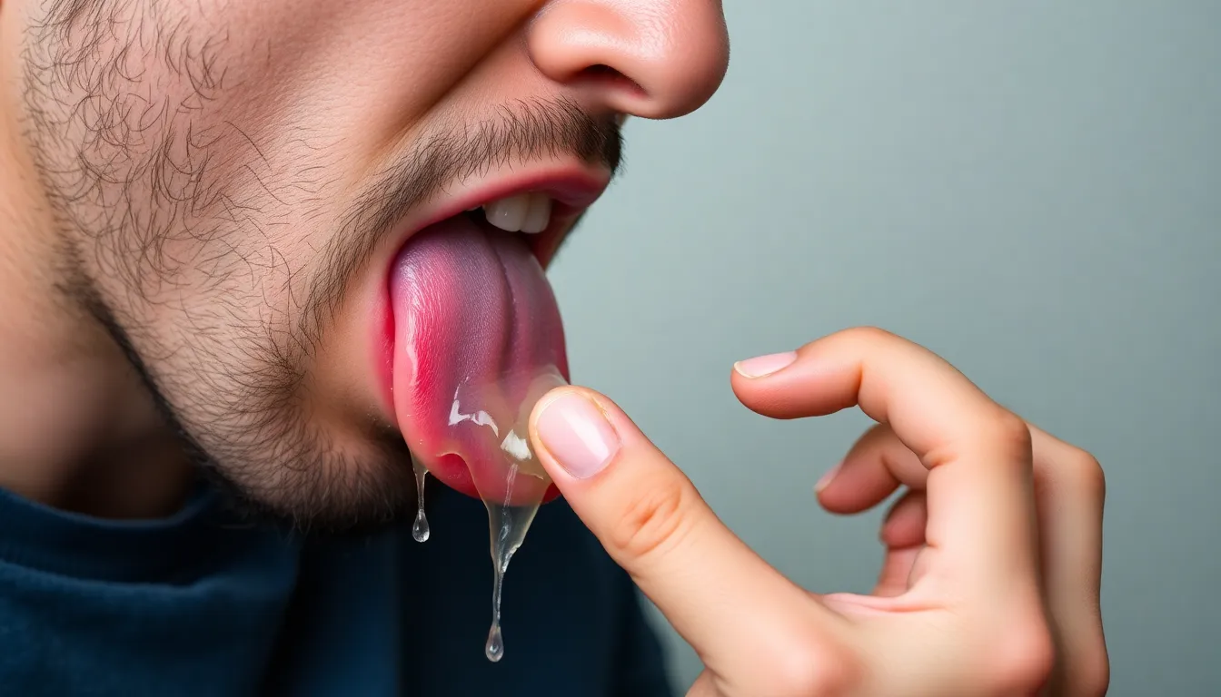 His tongue laps up the mess, catching as much of h... His tongue laps up the mess, catching as much of h...