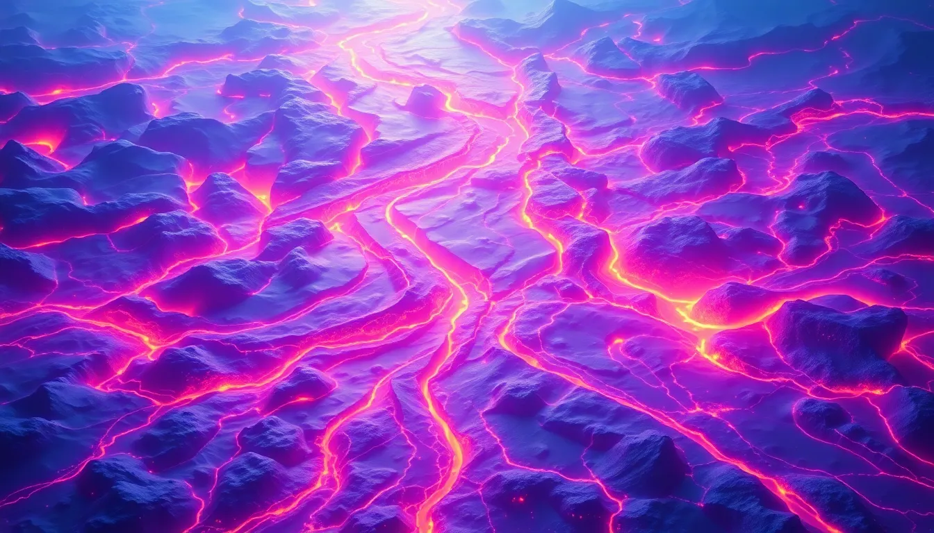 Flowing rivers of lava in abstract form, blending ...