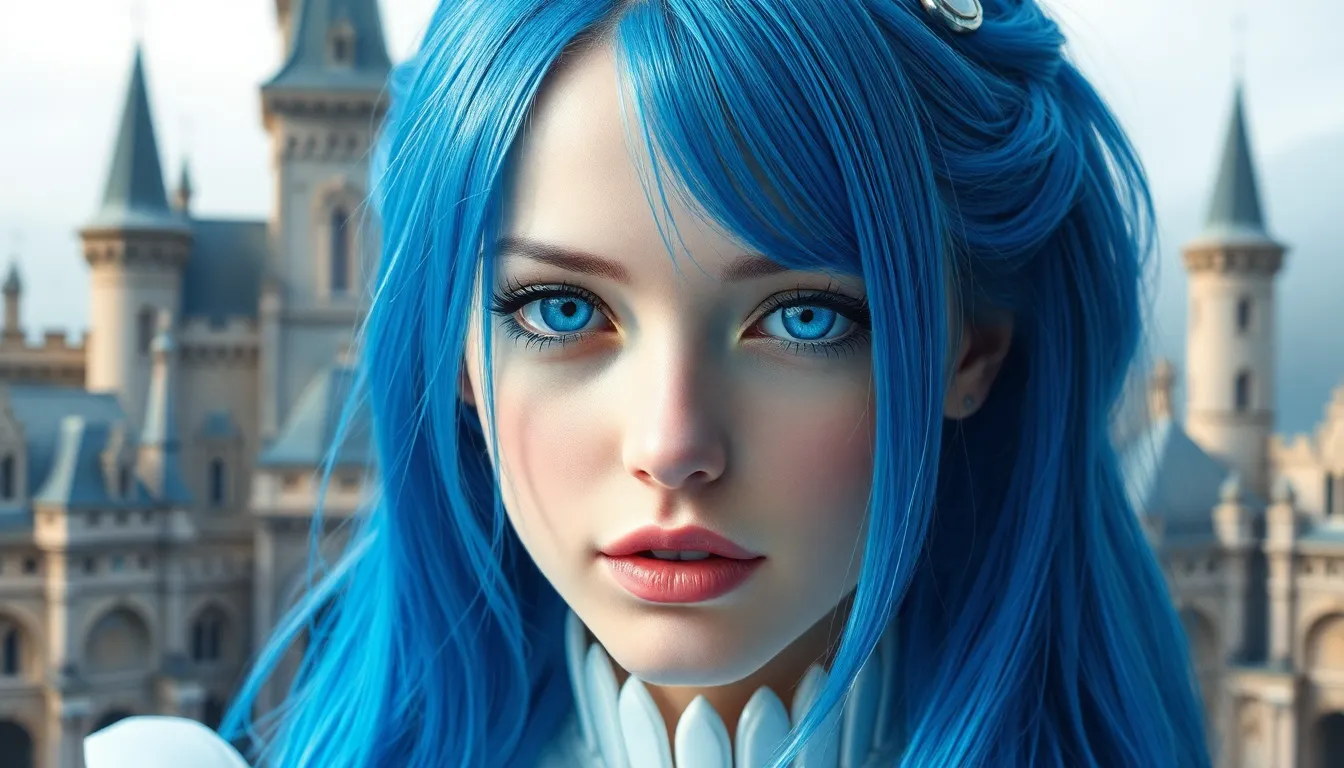 Blue hair, blue pupils, like a real-life robot bea...