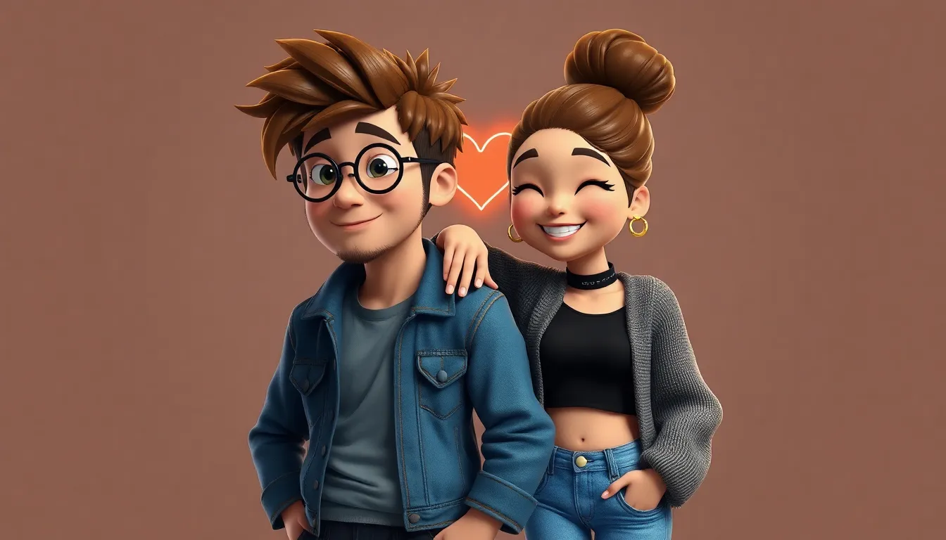 Whimsical 3D animated-style portrait of Ahmed and Zoza, showcasing their sweet bond as Zoza rests he...