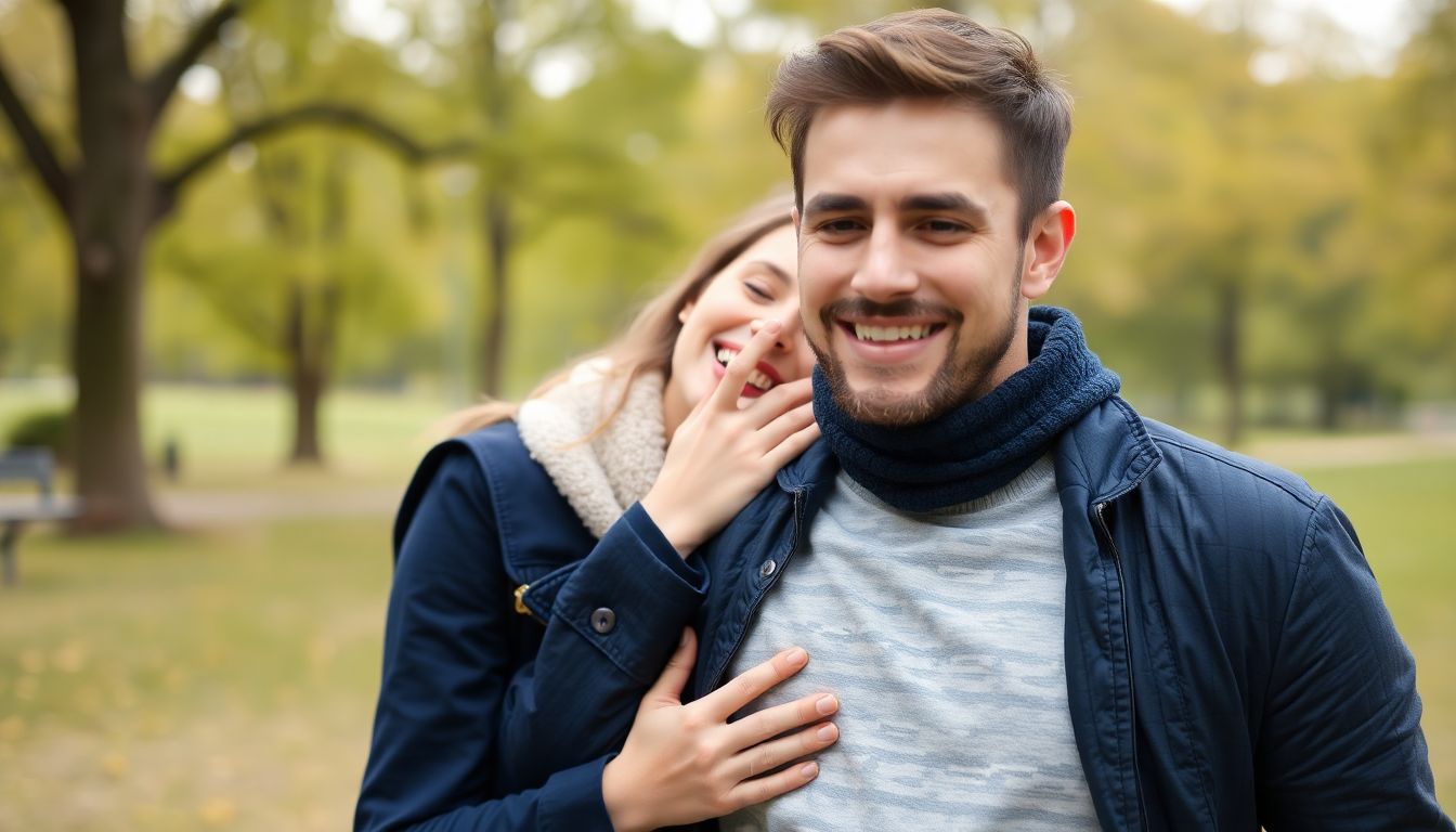 a young woman hands around the neck of a kind and ...