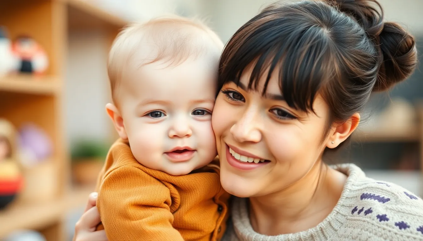 a cute baby with his young mother